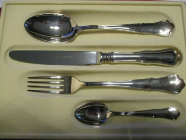Robbe & Berking - Alt-Chippendale - versilbert - 4tlg. Menübesteck