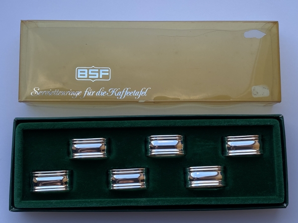 BSF - 6 versilberte Serviettenringe für Papierservietten
